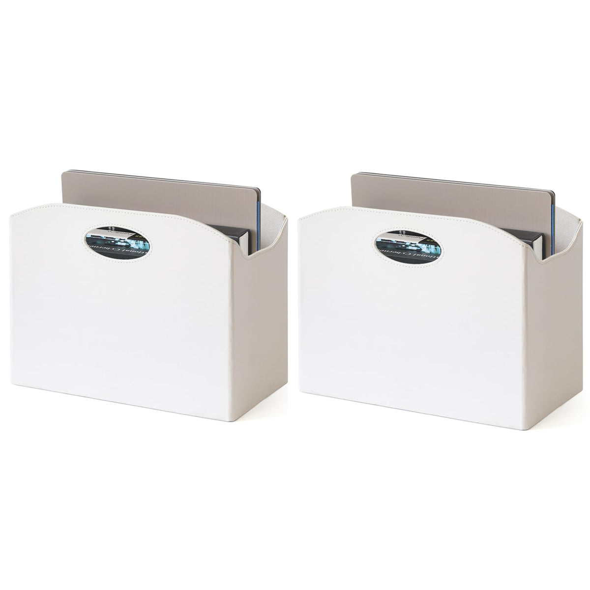 EZDeco Magazine Holder Foldable Magazine Rack Floor PU Leather File Holder Newspaper Book Storage