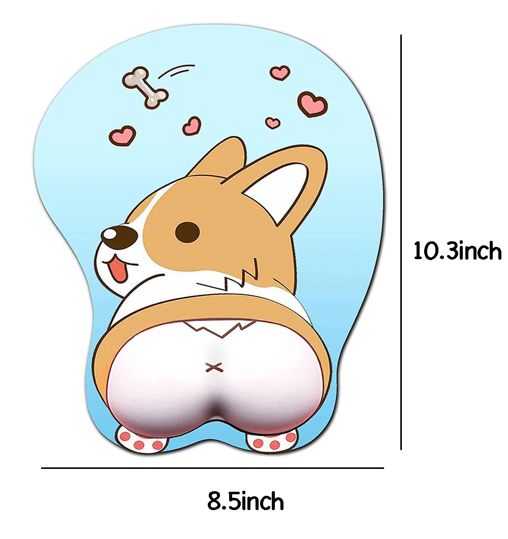 3D Funny Corgi Butt Shape Silicone Mouse Pad Mouse Mat- 8.6X10.2 Inch