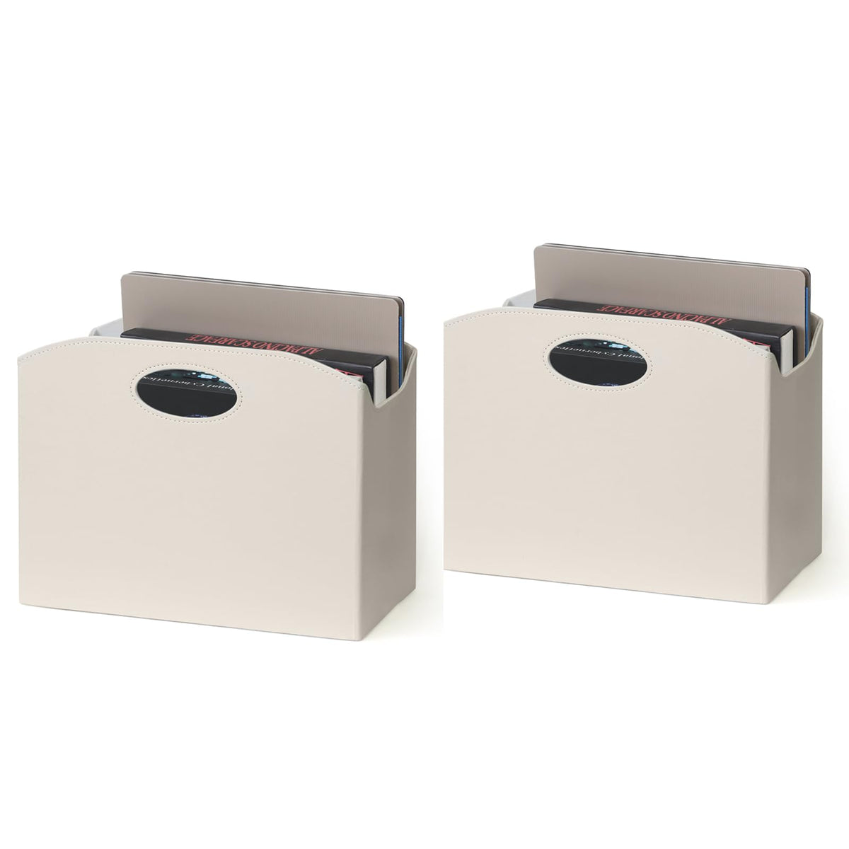 EZDeco Magazine Holder Foldable Magazine Rack Floor PU Leather File Holder Newspaper Book Storage