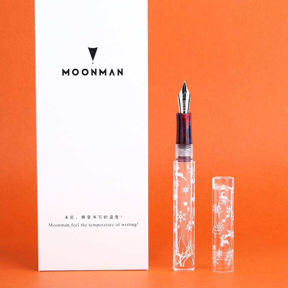 erofa C1 Snowflake Eyedropper Fountain Pen Bent Nib, Double Ink Filling System with Original Box
