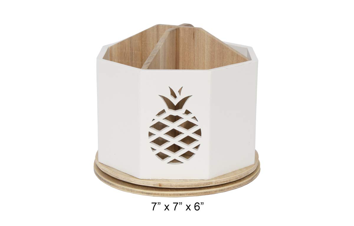 Spinning Desktop Stationary Organizer – Decorative Wooden Rotating Pen and Pencil Cup – 4