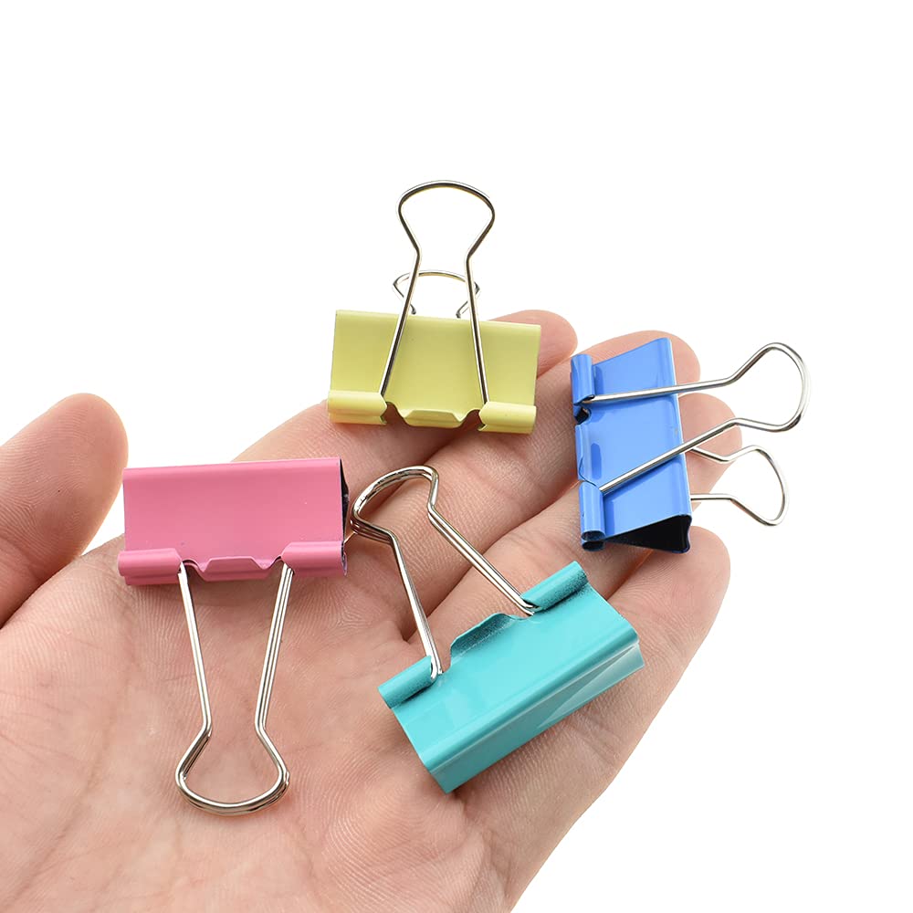 HAHIYO Binder Clips Paper Clamps Spring Steel Sturdy Medium 1.26 inches Width 0.39 Inch Capacity No