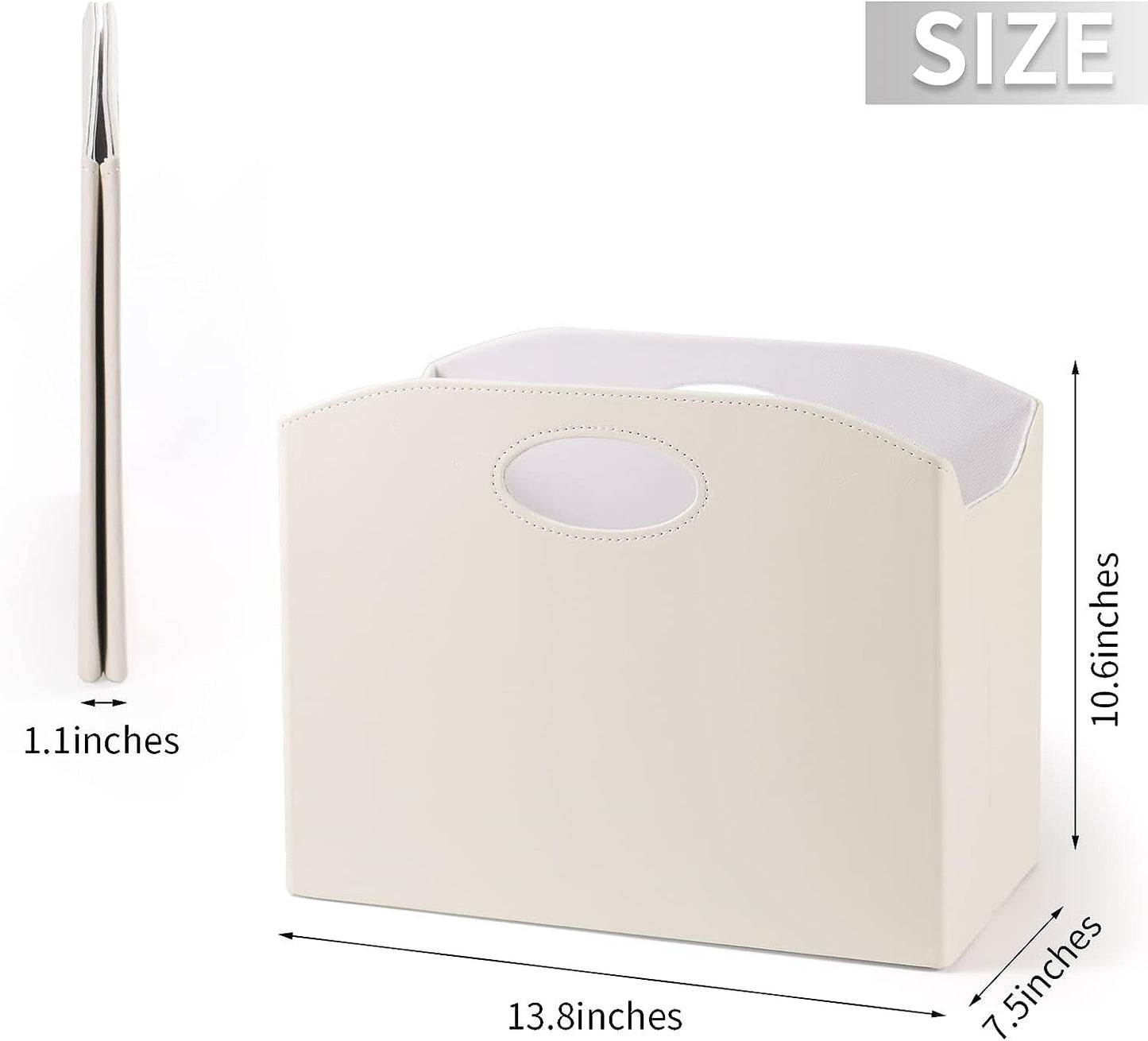 EZDeco Magazine Holder Foldable Magazine Rack Floor PU Leather File Holder Newspaper Book Storage