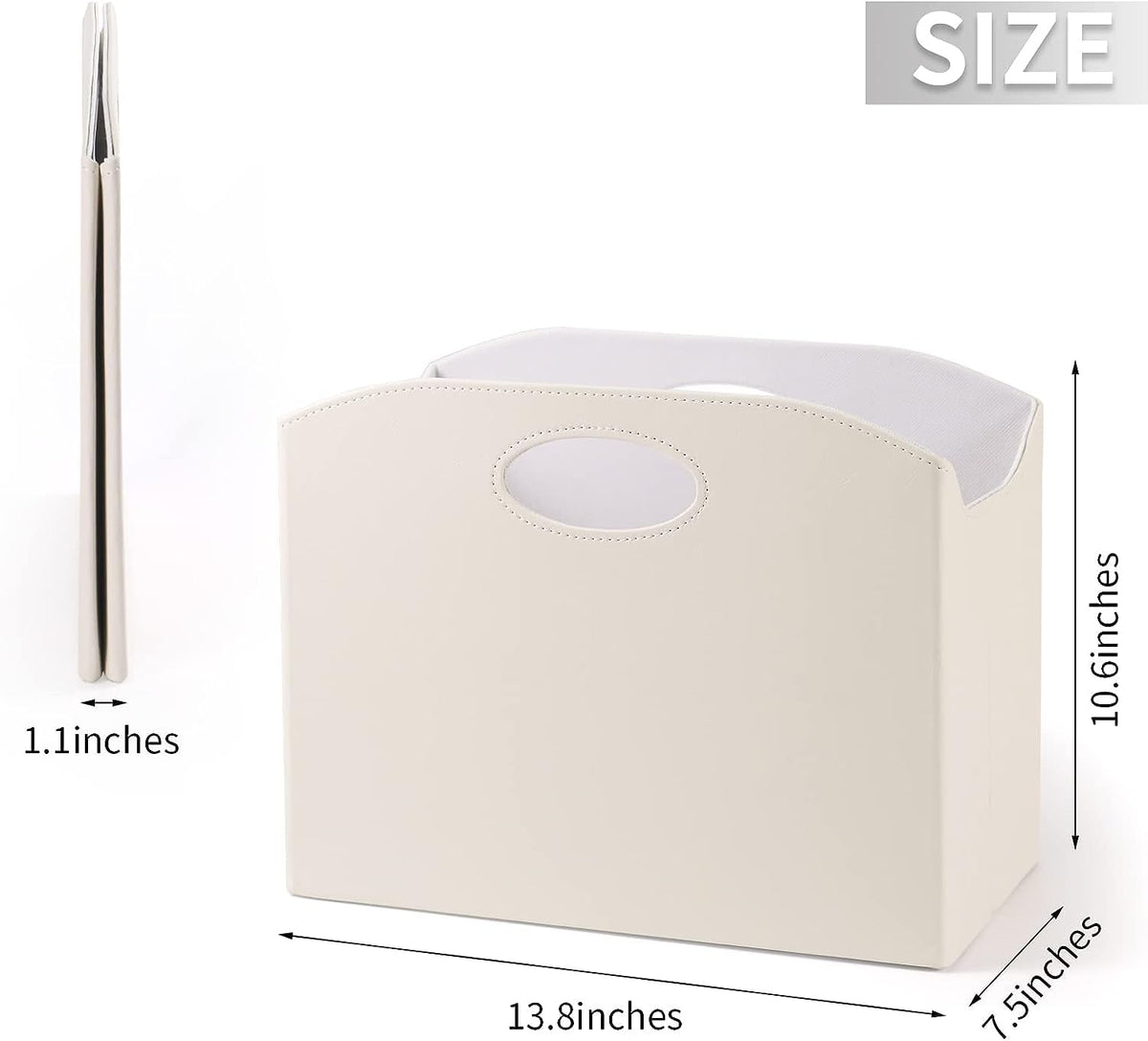 EZDeco Magazine Holder Foldable Magazine Rack Floor PU Leather File Holder Newspaper Book Storage