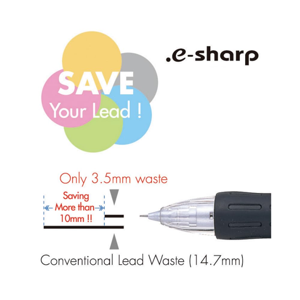 Pentel E-Sharp Automatic Pencil, 0.5mm, Green Accents, Box of 12 (AZ125D)
