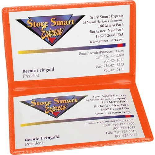 STORE SMART - Orange Folding Business Card Holders - 10 Pack - Polypropylene Plastic (RPP2915O-10)