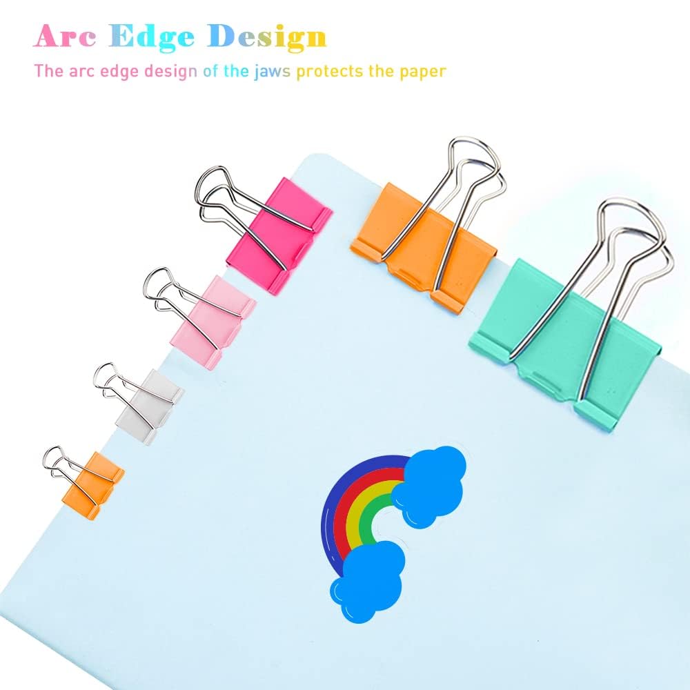 Binder Clips Width 1 Inch Capacity 0.47 Inch White 36 PCS with Storage boxs, Binder Clips 25mm 1