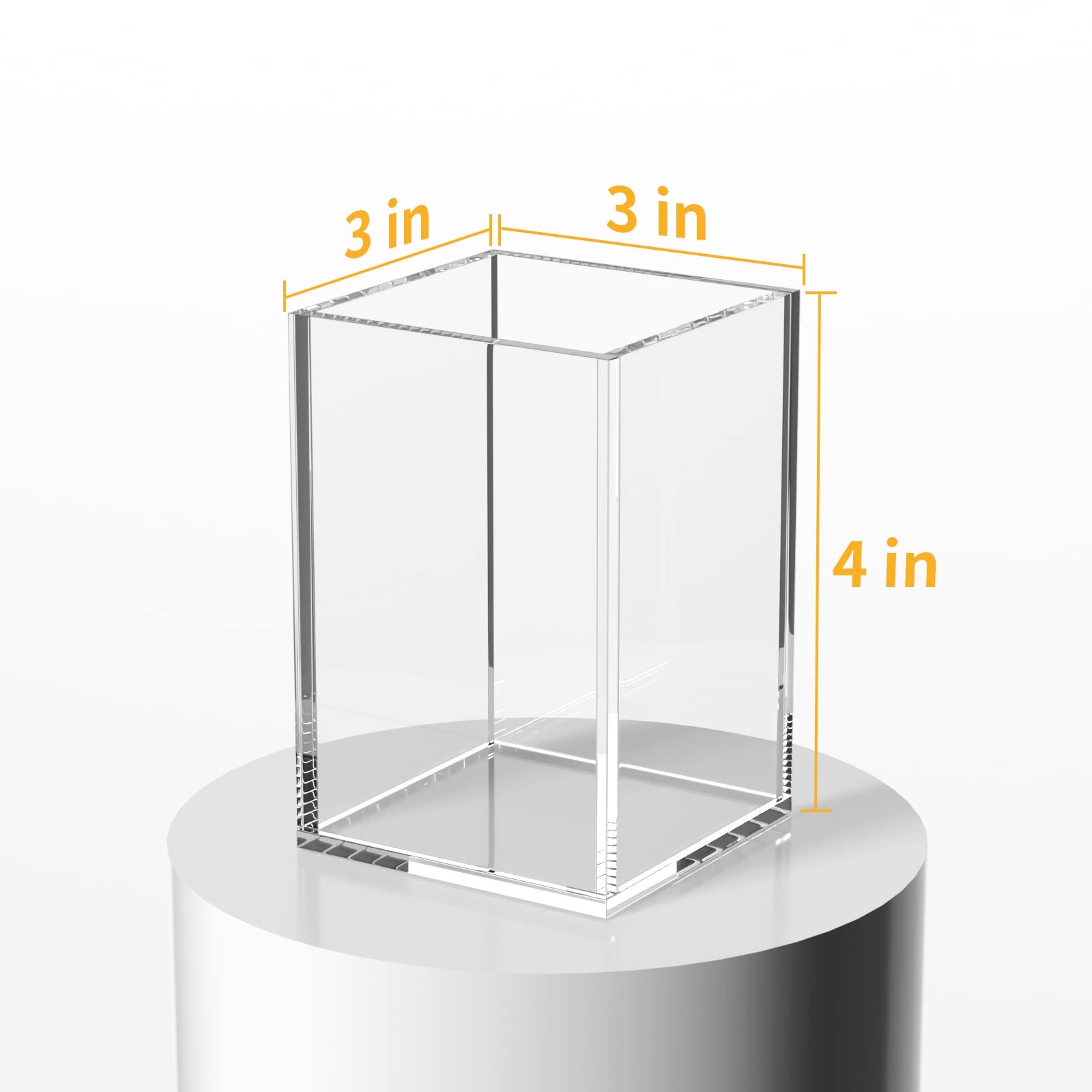 NIUBEE Acrylic Pen Holder for Desk, Clear Pencil Cup Organizer 4 Packs