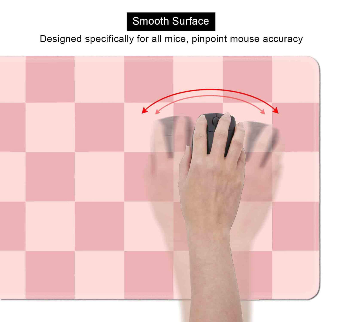 SXCKANG Pastel Pink Desk mat, Checkered Pattern Extra Large Mouse Pad, Desk Protector Pad, Writing