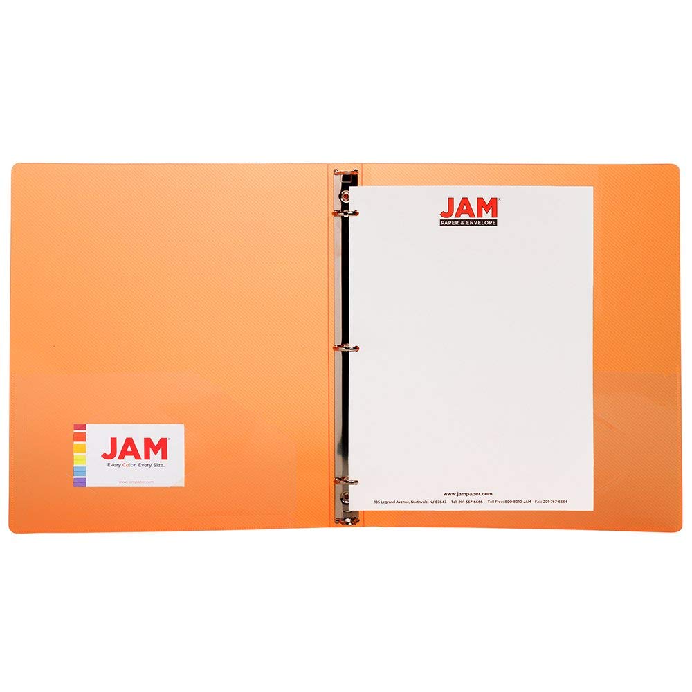 JAM PAPER Plastic 0.75 inch Binders - Assorted 3 Ring Binders (Red, Blue, Green & Orange) - 4/Pack