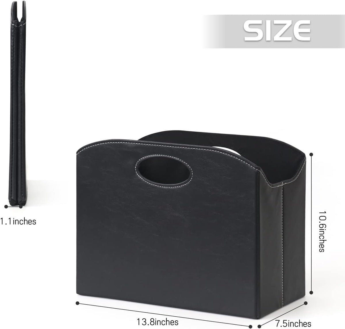 EZDeco Magazine Holder Foldable Magazine Rack Floor PU Leather File Holder Newspaper Book Storage