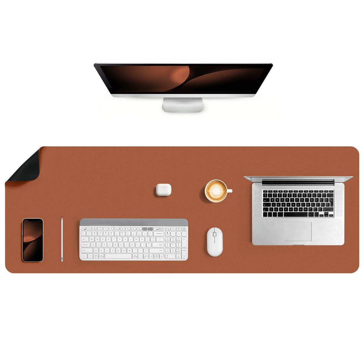 Jumdast Dual Sided Desk Pad Faux Leather Desk Mat Large Mouse Pad