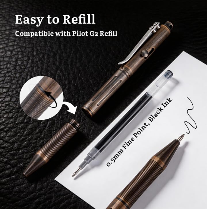 SMOOTHERPRO Solid Brass Bolt Action Pen, Compatible with Pilot G2 Refill