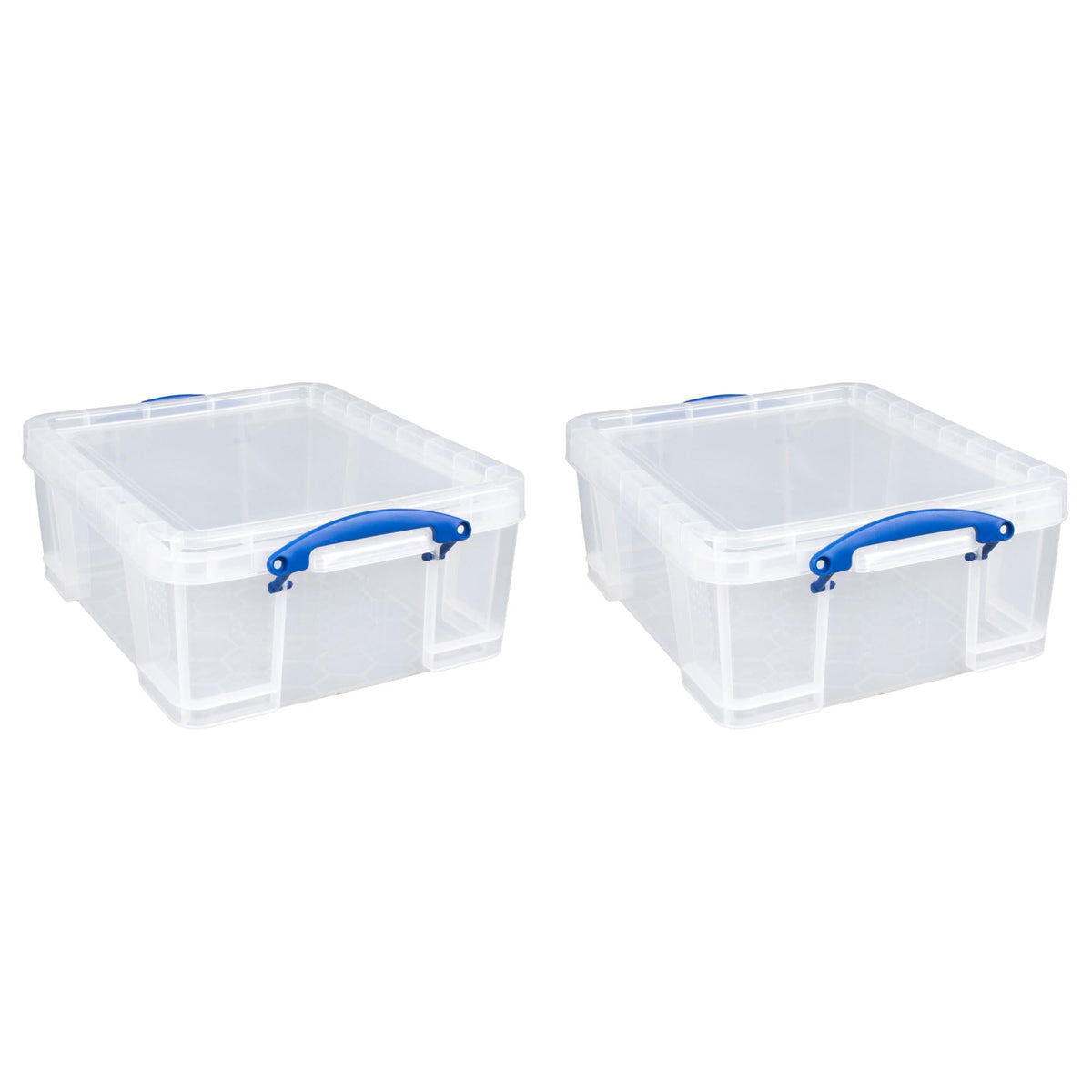 Really Useful Box 2 Pack 17L Plastic Storage Bins with Snap Lids and Clip Lock, Clear