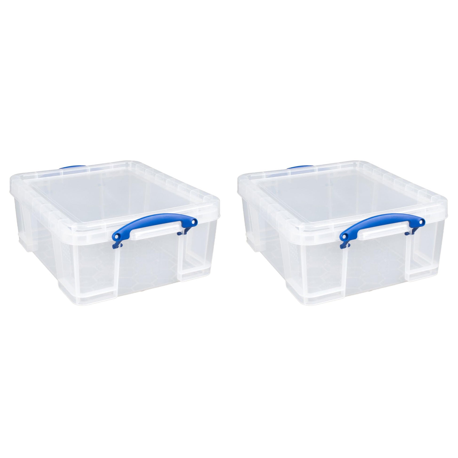 Really Useful Box 2 Pack 17L Plastic Storage Bins with Snap Lids and Clip Lock, Clear