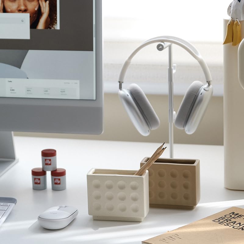 WENSHUO Ceramic Pen Holder,Pen Holder for Desk, Makeup Brush Holder, Crème