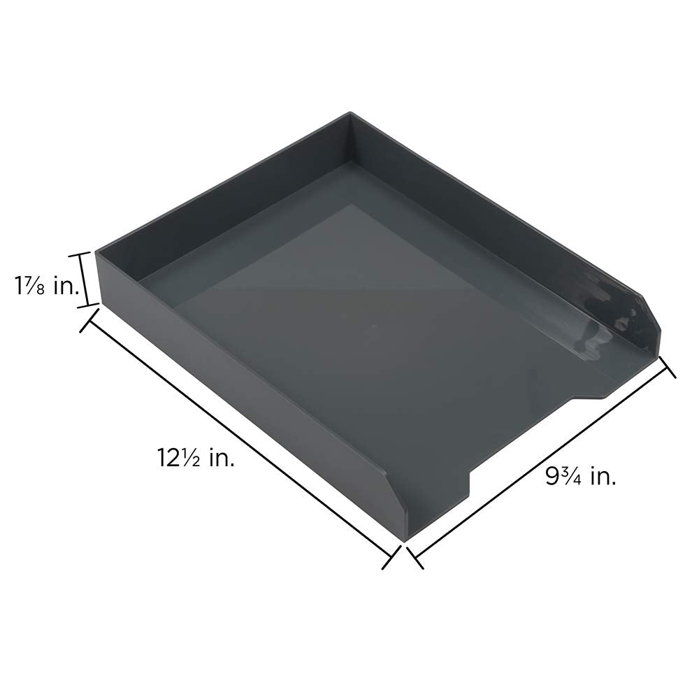 JAM PAPER Stackable Paper Trays - Grey - Desktop Document, Letter, & File Organizer Tray - 2/Pack