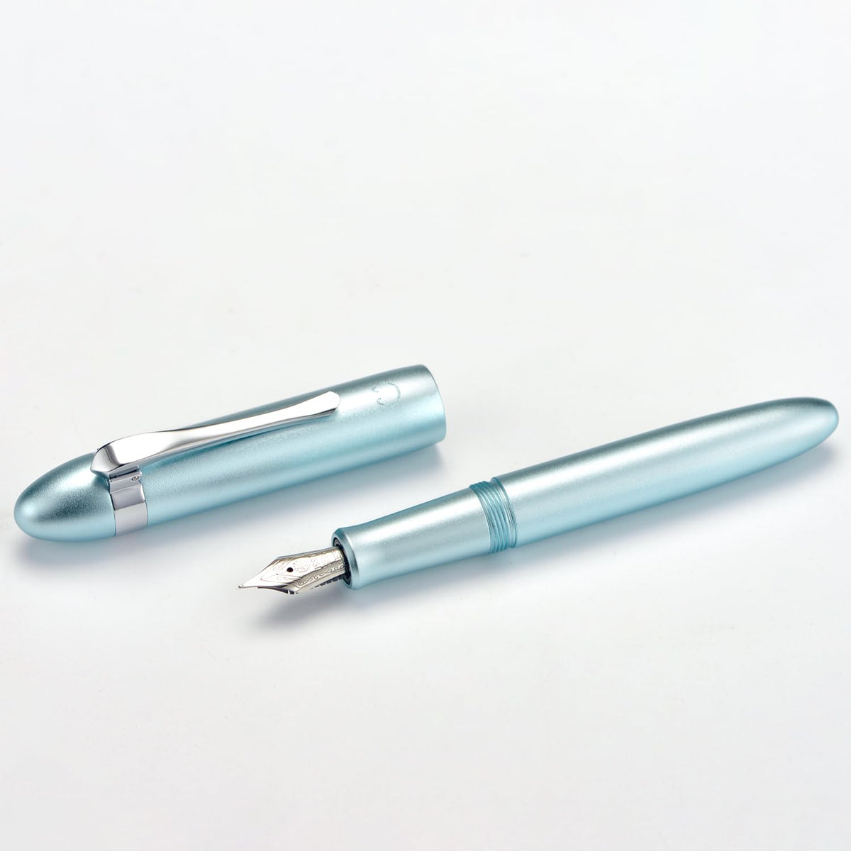 HONG DIAN M1 Fountain Pen Fine Nib, Ice Blue & Submarine Shape Aluminium Short Mini Pocket Travel