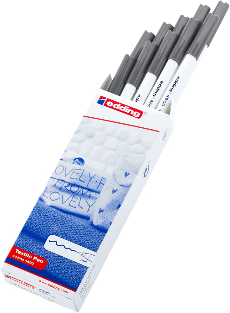 edding 4600 Textile Marker Pen - Grey (Pack of 10)