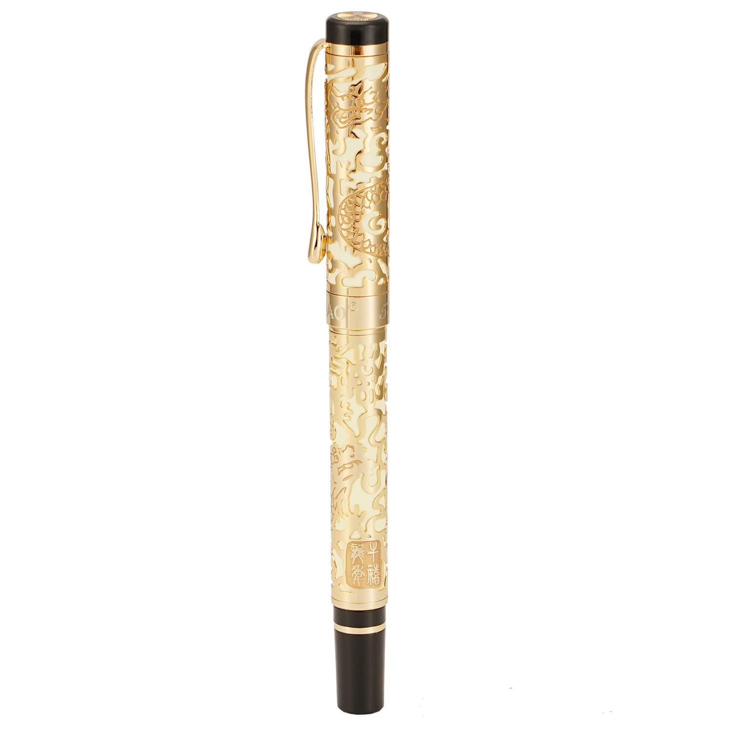 Vintage Jinhao 5000 Metal Fountain Pen Fine Nib 0.5mm Advanced Beautiful Dragon Texture Carving