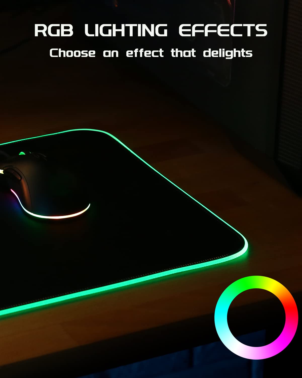 EASEMO Gaming Mouse Pad, Large RGB Mousepad, LED Mouse Pad with 7 Colors 10 Lighting Modes, Mouse