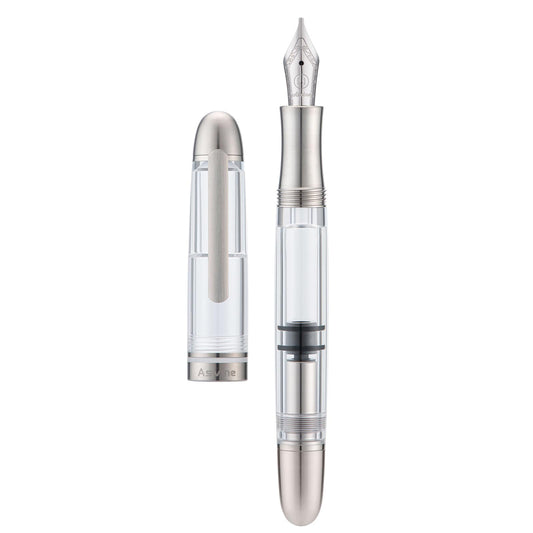 Asvine P36 Titanium Fountain Pen Piston Filling, Stub Nib 1.1mm Calligraphy Art Drawing Clear