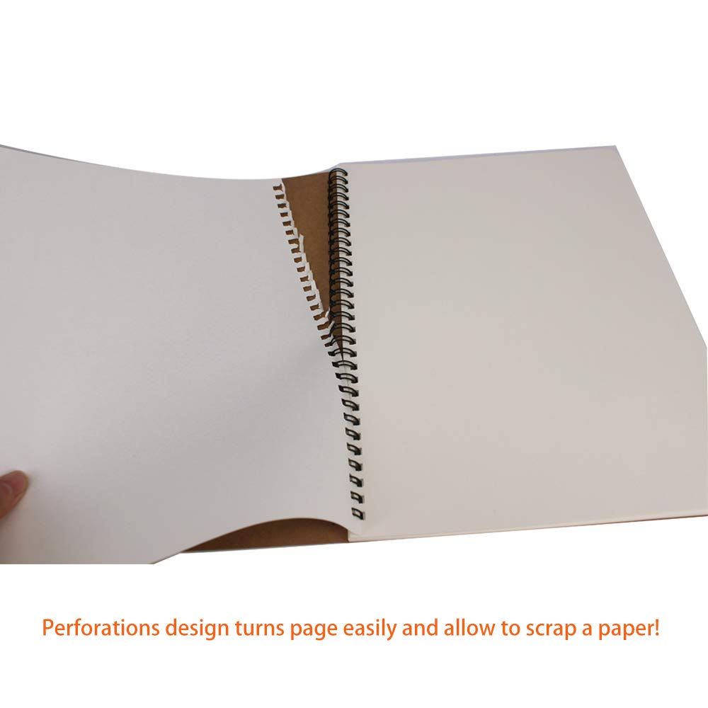 zmybcpack 3 Pack Spiral Blank Journal Notebook, 8 x 10.5 inch Sketchbooks