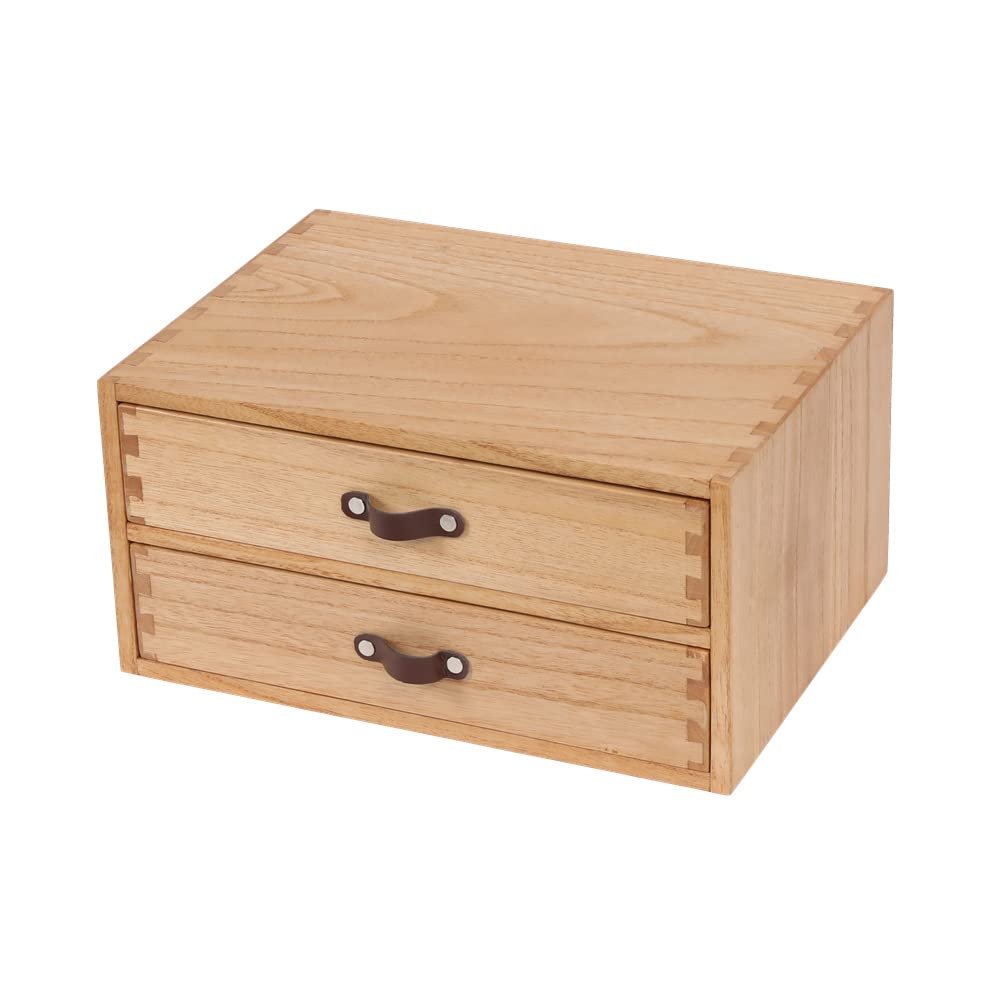 DDYURI Wooden Desk Organizer with 2 Drawers - Desktop Storage Drawers for Office Supplies File