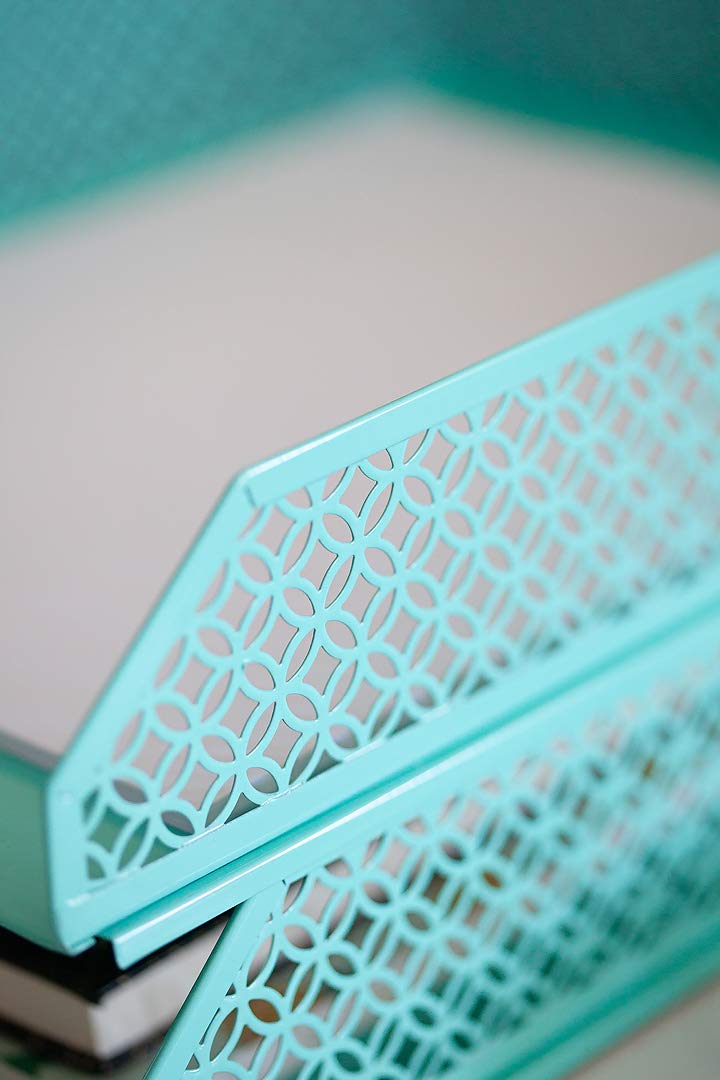 BLU MONACO | Aqua Desk Organizer Set for Women 6 Piece | Mail Sorter Organizer Countertop with