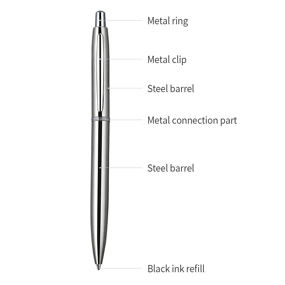 ChaoQ 6 Pcs Retractable Metal Ballpoint Pens, for Gift, Business, Office