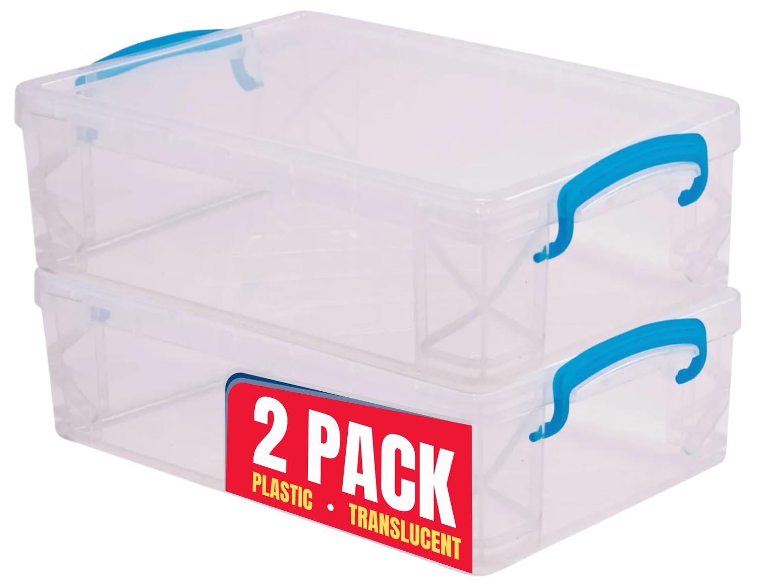 1InTheOffice Large Pencil Box, Translucent (2 Pack)