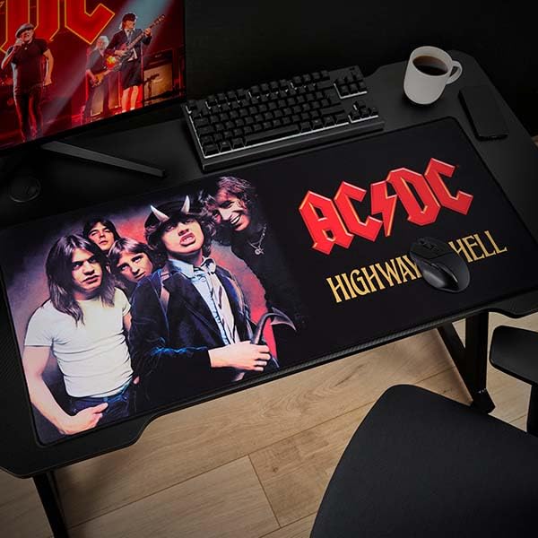 SUBSONIC AC/DC Mouse Pad XXL 35x15 in – Gaming Desk Mat Extra Large