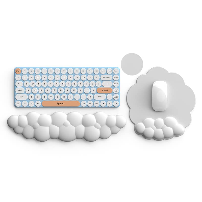 Lauspuck Cloud Keyboard Wrist Rest and Mouse Pad with Wrist Support Set, Ergonomic PU Leather Mouse