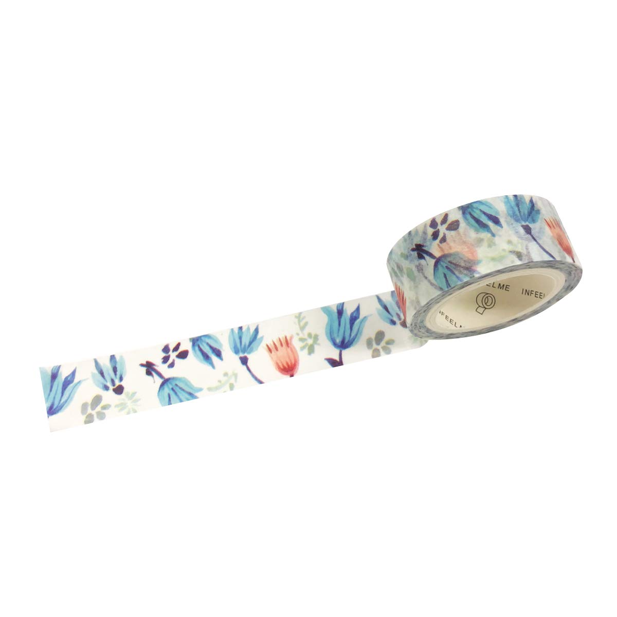 Wrapables Flowers and Greens Washi Masking Tape, 15mm x 7m Blue Posies