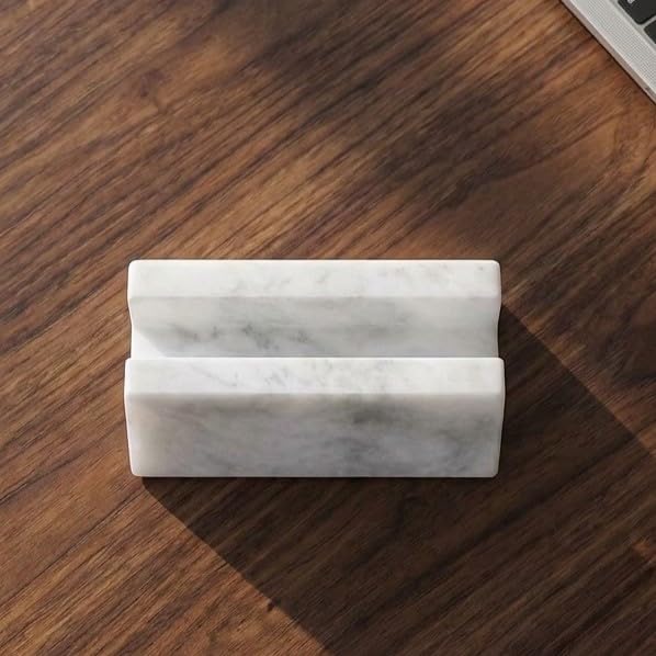 Marble Business Card Holder for Desk Organizer Stand 25 Cards Display