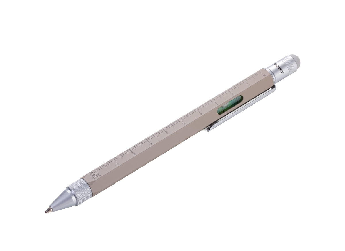 Troika Construction - PIP20/BE - Multitasking ballpoint pen in concrete look – centimetre/inch
