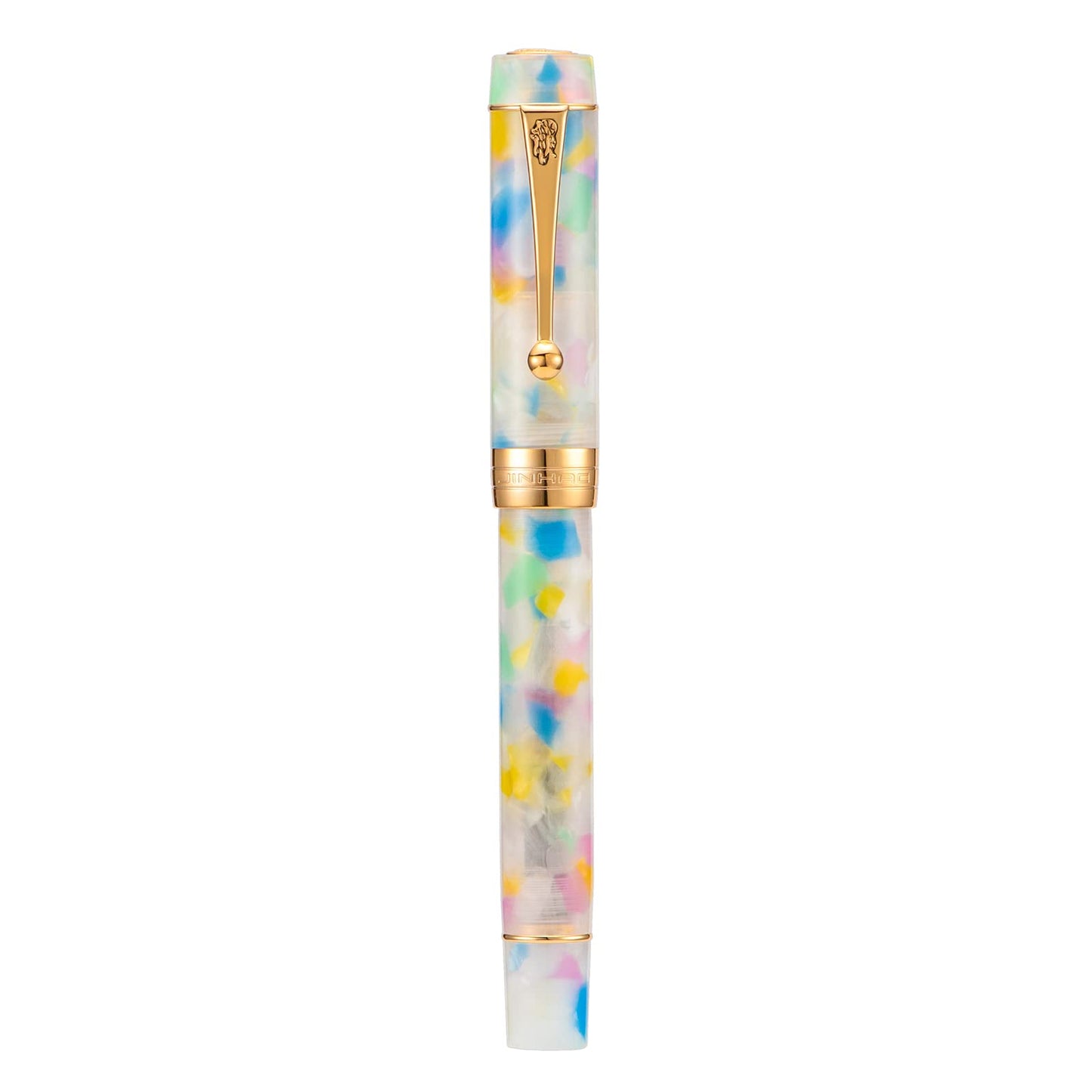 Jinhao 100 Classic Fountain Pen Bent Nib, Rainbow Celluloid Fude Pen Calligraphy from Fine to Broad