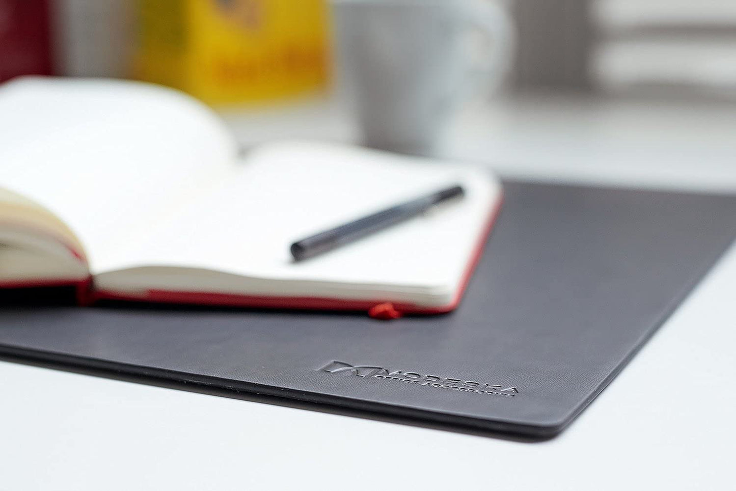 Modeska 24" x 14" Leather Desk Pad - SKIDSTOP™ Ultra Smooth Executive Blotter and Protective Mat