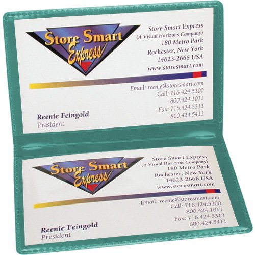STORE SMART - Metallic Green Folding Business Card Holders - 25 Pack - Polypropylene Plastic