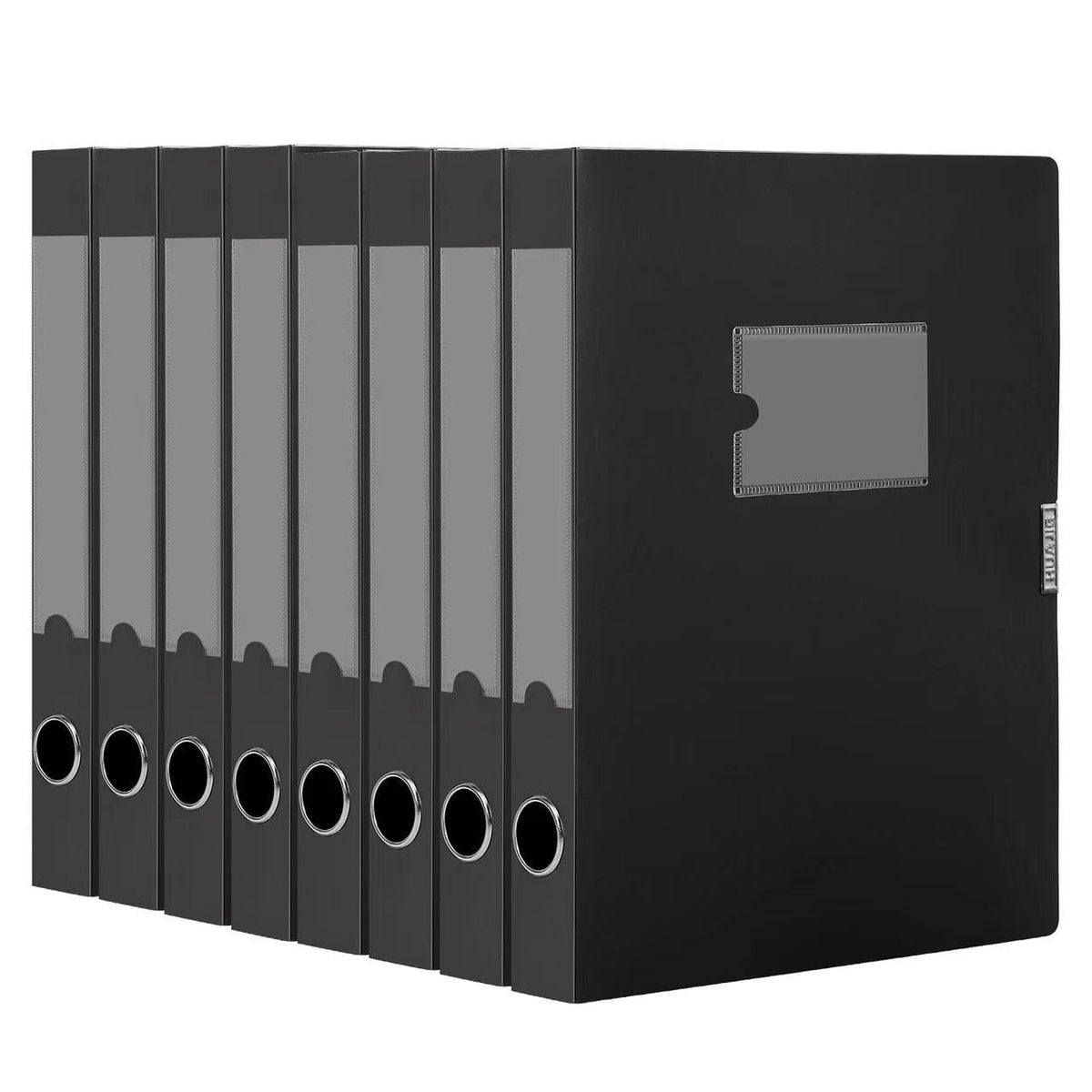 HUA JIE 8 Pack A4 Storage File Boxes Plastic Archives Cases with Lid,Black