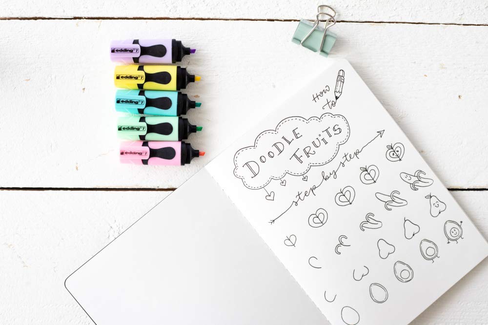 edding 7 mini highlighter set - pastel-kleuren - 4 highlightermarkers - beitelpunt 1-3 mm