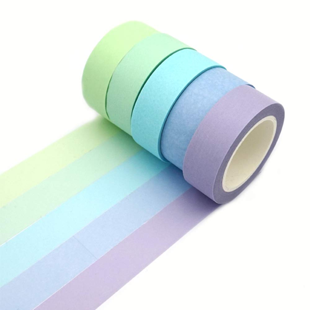 ERCENTURY Washi Masking Tape Set, Assorted 5 Rolls, Decorative Writable Tape, for Fun DIY Art