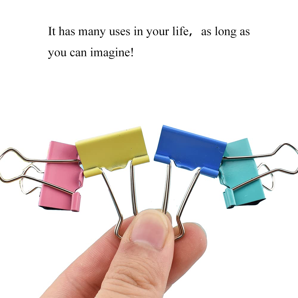 HAHIYO Binder Clips Paper Clamps Spring Steel Sturdy 0.98 inches Width 0.31 Inch Capacity No Sharp