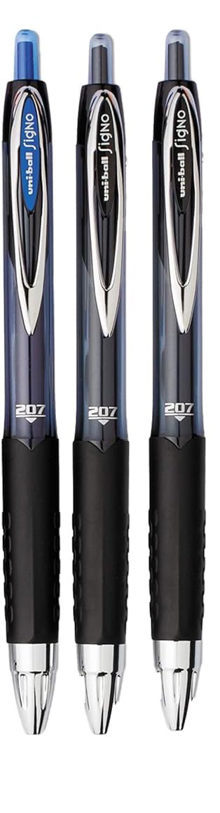 Advantage Gifts Signo 207 Roller Ball Retractable Gel Pens, Medium Point (0.7mm), Black And Blue