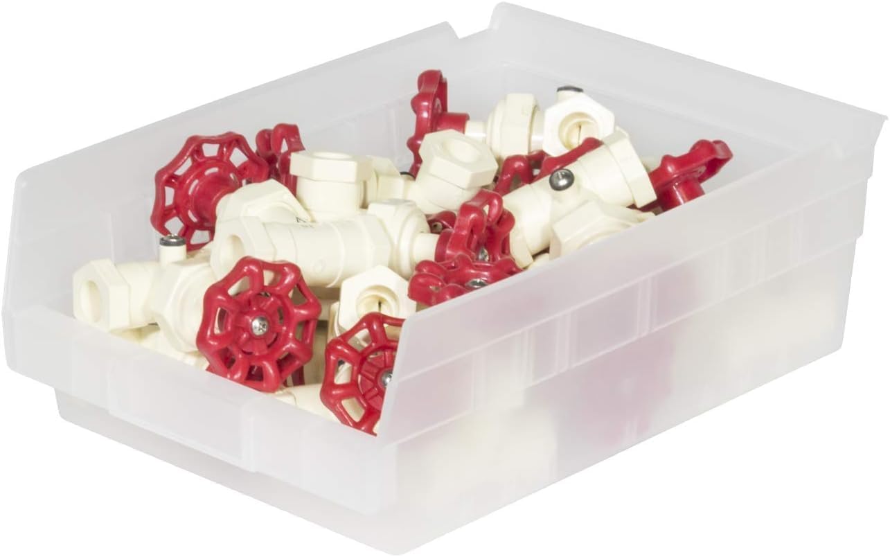 Akro-Mils 30150 Heavy Duty Plastic Shelf Bins, 12"x 8"x 4", Red, 12-Pack