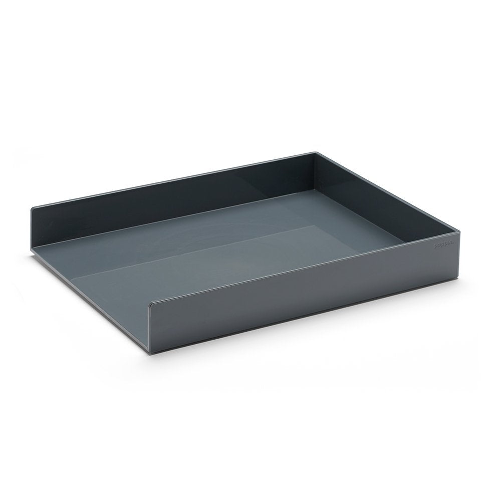 Poppin Stackable Letter Tray - Modular Lacquer Desk Trays for Office Organization
