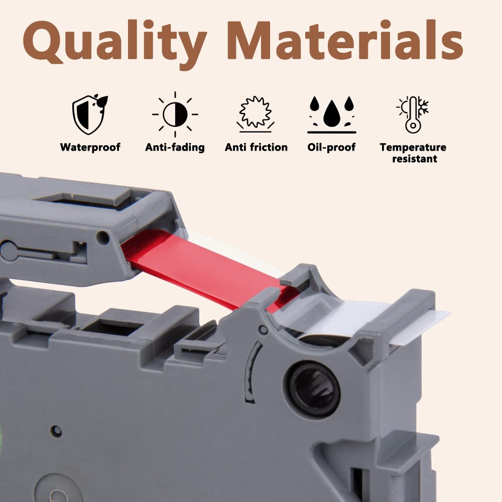 Hehua TZ242 3PK Compatible for Brother 18mm Label Maker Tape Red on White