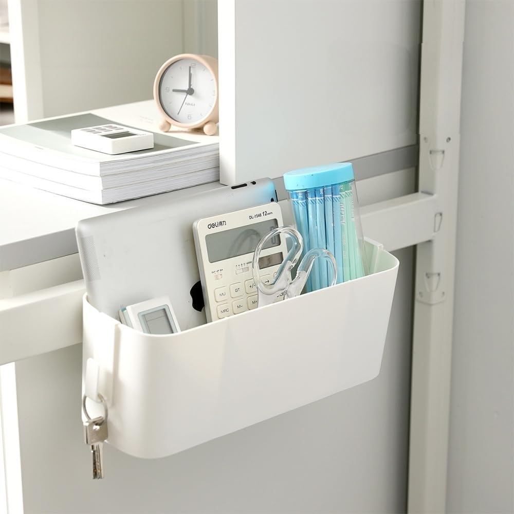 Ymeibe Bedside Caddy Hanging Basket Organizer with Hooks Dorm Bunk Beds Shelf Night Table Storage