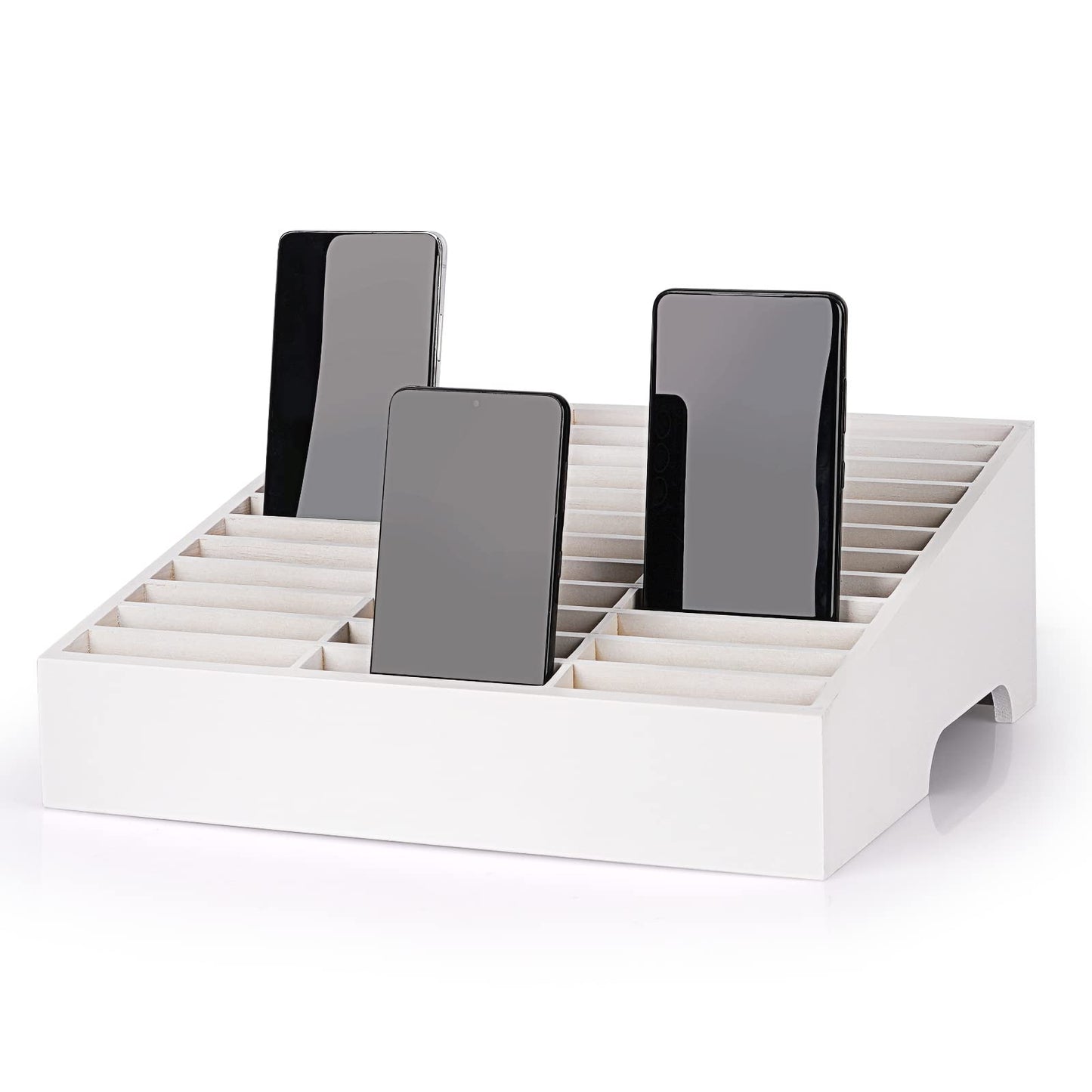 Ozzptuu 36-Grid Wooden Cell Phone Holder Desktop Organizer