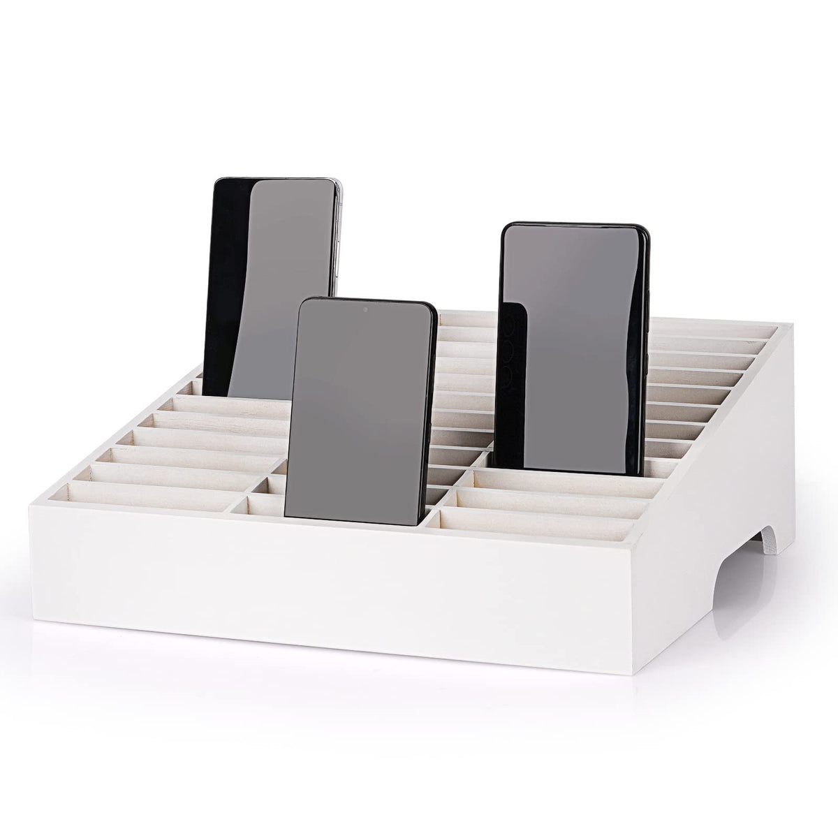 Ozzptuu 36-Grid Wooden Cell Phone Holder Desktop Organizer